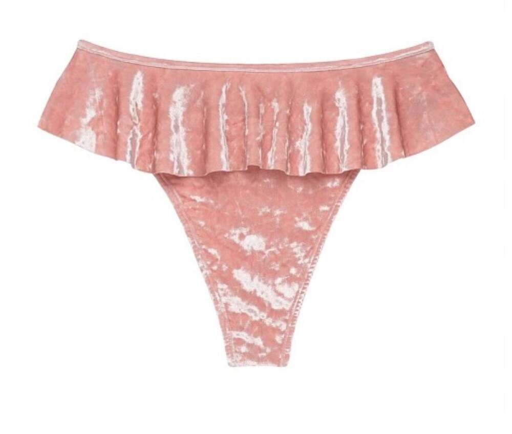 Montce Swim Pink Velvet Ruffle Bikini Set Size S Top M Bottom - Picture 4 of 9